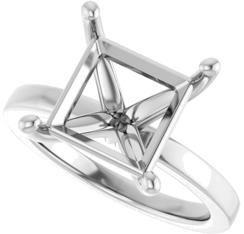 Sužadėtuvių Žiedas „Solitaire“ 14k white gold Square 9mm (5)
