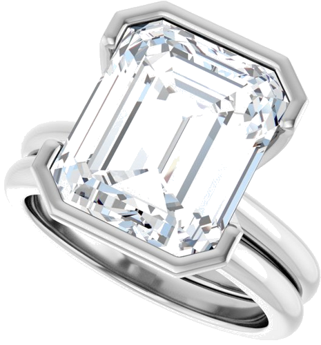 Sužadėtuvių Žiedas „Half-Bezel“ 950 Platinos Emerald 12mm x 10mm (10)