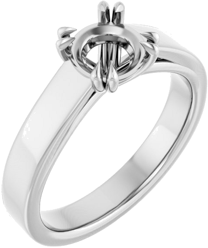 14K White 6.5 mm Round Solitaire Engagement Ring Mounting (1)