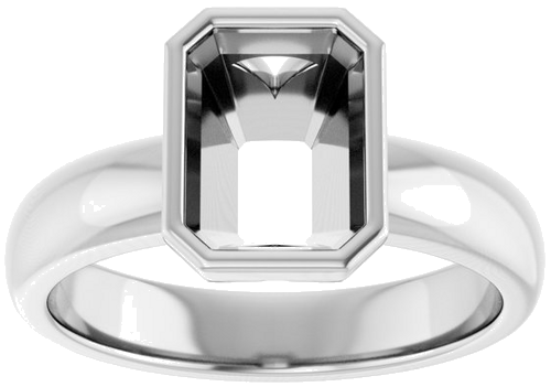 Sužadėtuvių Žiedas „Bezel-Set Solitaire“ 14k white gold Emerald 8mm x 6mm (3)