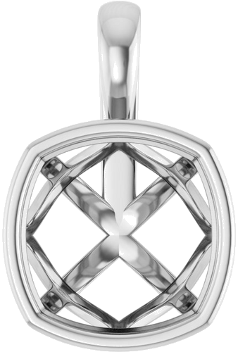 Pakabukas „Solitaire“ 14k white gold Cushion 10mm (1)