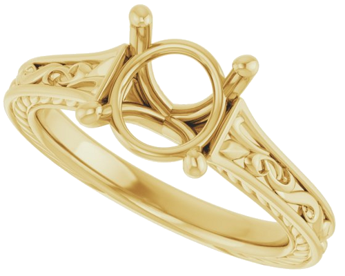 Sužadėtuvių Žiedas „Solitaire Scroll“ 14k yellow gold Round 8.2mm (5)