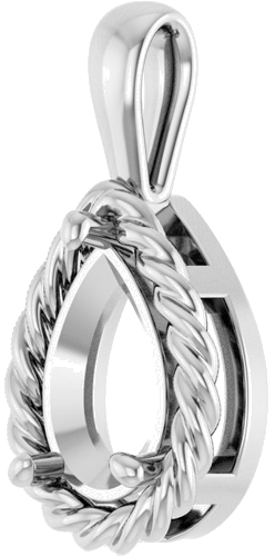 14K White  9x6 mm Pear Pendant Mounting (2)