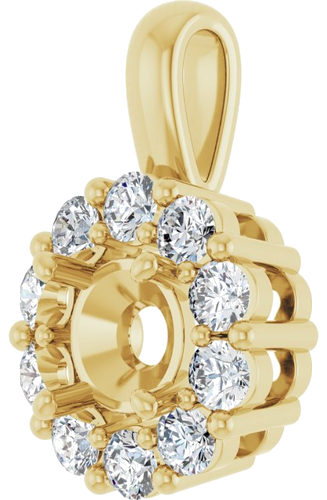 Pakabukas „Halo-Style“ 14k yellow gold Round 5.2mm (2)