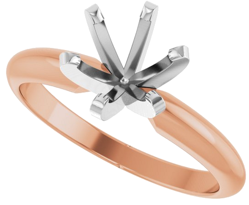 14K Rose White 6-6.6 mm Round Heavy 6-Prong Engagement Ring Mounting (5)