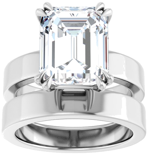 Sužadėtuvių Žiedas „Double Claw-Prong Solitaire“ 14k white gold Emerald 11mm x 9mm (8)
