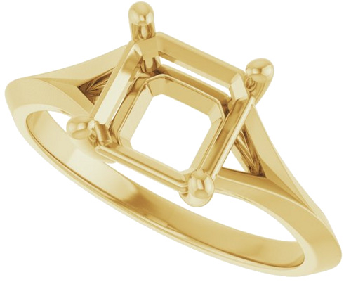 Sužadėtuvių Žiedas „Solitaire Split Shank“ 14k yellow gold Asscher 7mm (5)