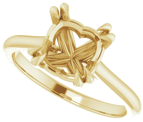 14K Yellow 8 mm Cushion Solitaire Engagement Ring Mounting (5)