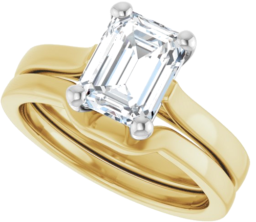 Sužadėtuvių Žiedas 14k yellow/white gold Emerald 8mm x 6mm (10)