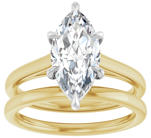 Sužadėtuvių Žiedas „Claw-Pong“ 14k yellow/white gold Marquise 13mm x 6.5mm (8)