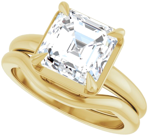 Sužadėtuvių Žiedas „Claw-Prong Solitaire Bezel-Style“ 14k yellow gold Asscher 8mm (10)