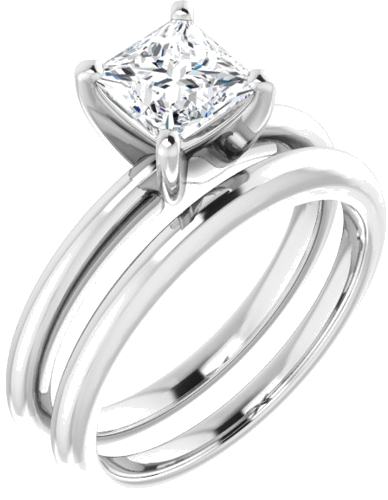 Platinum  5.5 mm Square Solitaire Engagement Ring Mounting (6)