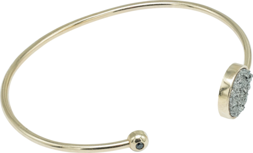 Златна гривна с черен диамант и кварцова дриуза ROCK&ROLL (3)