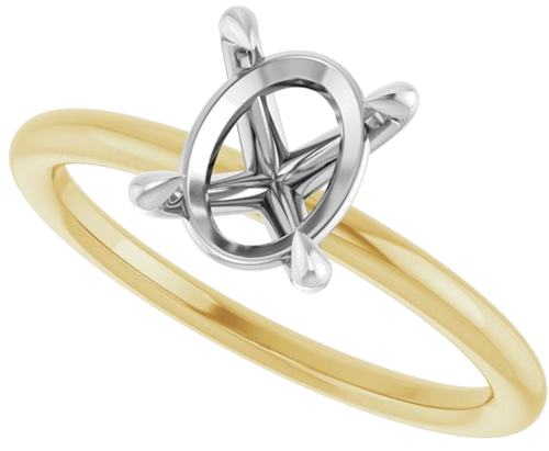 Sužadėtuvių Žiedas „Claw-Prong Solitaire“ 14k yellow/white gold Oval 8.5mm x 6.5mm (5)
