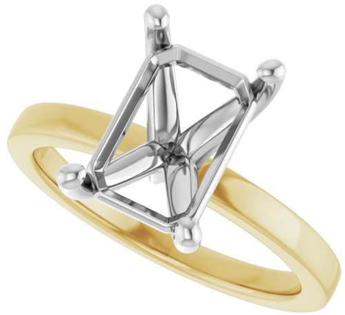 Sužadėtuvių Žiedas „Solitaire“ 14k yellow/white gold Emerald 10mm x 7mm (5)