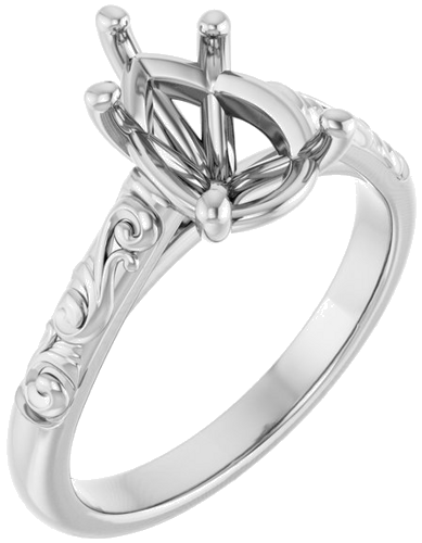 Sužadėtuvių Žiedas „Solitaire“ 14k white gold Pear 10mm x 7mm (1)