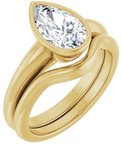 Sužadėtuvių Žiedas „Bezel-Set Solitaire“ 14k yellow gold Pear 10mm x 6mm (6)