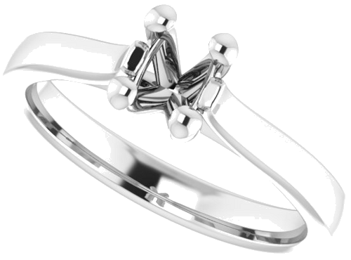 14K White 6x4 mm Oval Engagement Ring Mounting (5)