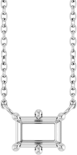 Sterling Silver 6x4 mm Emerald 6-Prong Solitaire 18  Necklace Mounting (1)