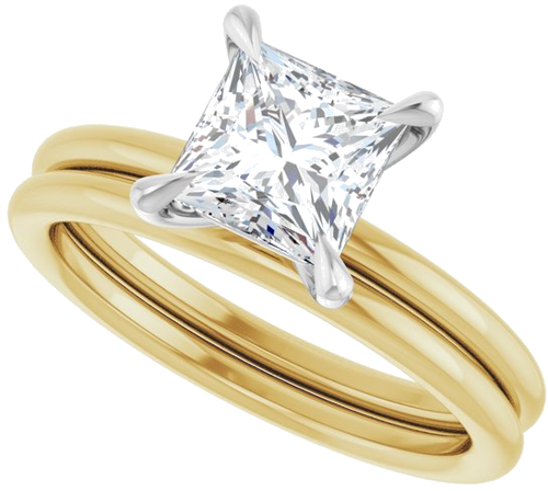 Sužadėtuvių Žiedas „Claw-Prong Solitaire“ 14k yellow/white gold Square 6mm (10)