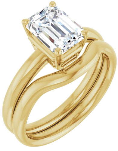 Sužadėtuvių Žiedas „Solitaire“ 585 Geltonojo Aukso Emerald 8mm x 6mm (6)