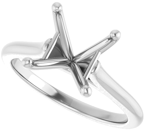 14K White 7 mm Square Solitaire Engagement Ring Mounting (5)