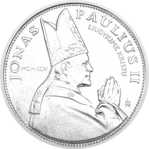 1993 Pāvests Jānis Pāvils II Lietuva 10 litu sudraba monēta MS 66 (3)