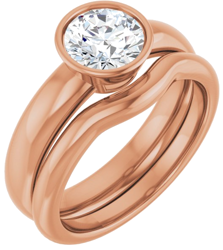 Sužadėtuvių Žiedas „Bezel-Set Solitaire“ 14k rose gold Round 6.5mm (6)