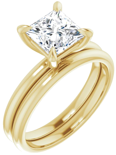 14K Yellow  6.5x6.5 mm Square Solitaire Engagement Ring Mounting (6)