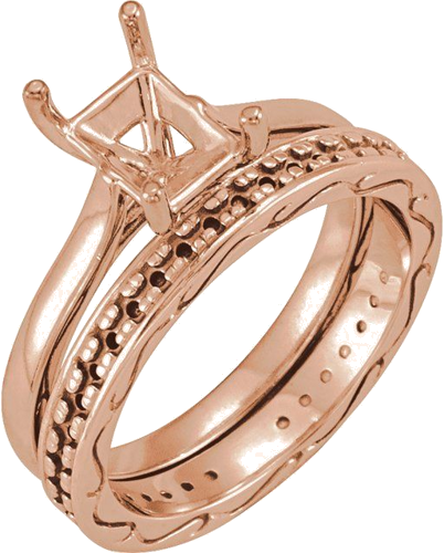 Sužadėtuvių Žiedas „Solitaire“ 14k rose gold Emerald 8mm x 6mm (5)