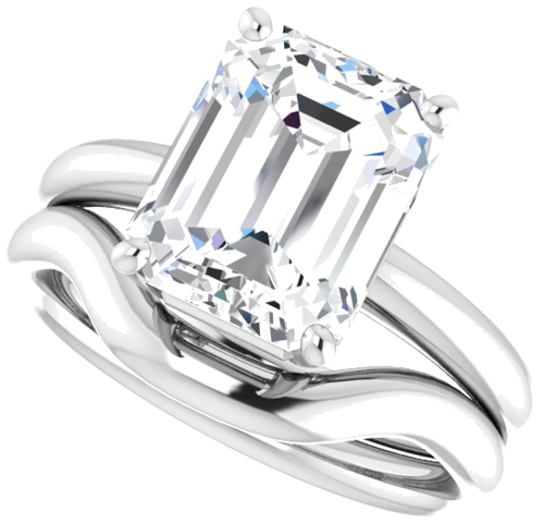 Platinum 10x8 mm Emerald Engagement Ring Mounting (1)