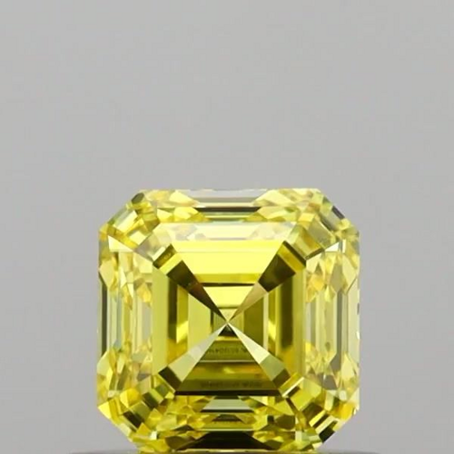 0.5 carat Fancy Vivid Yellow-SI1 Natūralus Asscher Deimantas (1)