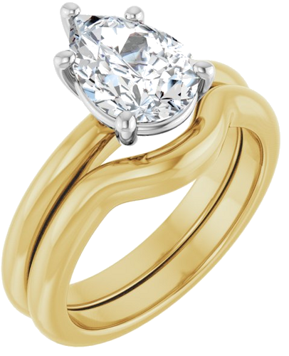 Sužadėtuvių Žiedas 14k yellow/white gold Pear 10mm x 7mm (6)