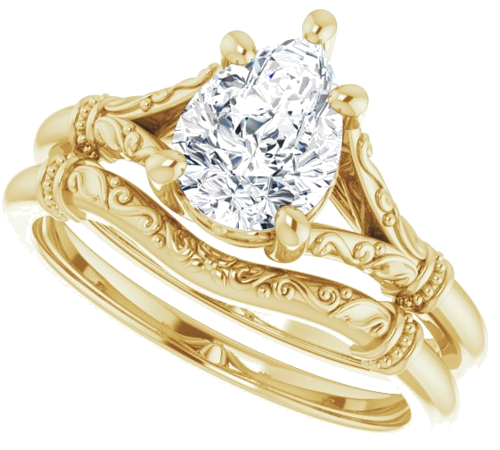 Sužadėtuvių Žiedas „Sculptural“ 18k yellow gold Pear 8mm x 6mm (10)