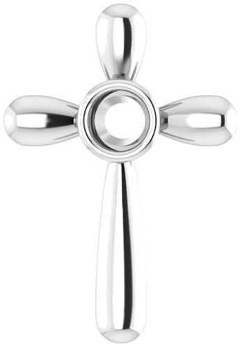 Pakabukas „Solitaire Bezel-Set Cross“ 18k white gold Round 5.2mm (1)