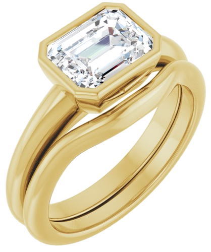 Sužadėtuvių Žiedas „Bezel-Set Solitaire“ 14k yellow gold Emerald 8mm x 6mm (6)