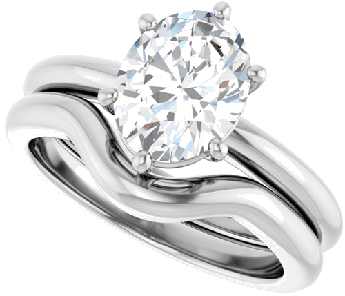 Sužadėtuvių Žiedas 14k white gold Oval 9mm x 7mm (10)