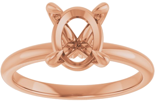 14K Rose  9x7 mm Oval Solitaire Engagement Ring Mounting (3)