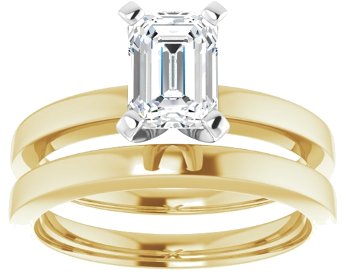14K Yellow White 7x5 mm Emerald Solitaire Engagement Ring Mounting (8)