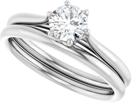 14K White 5.2 mm Round Engagement Ring Mounting (10)