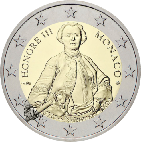 2020 Monakas Princas Honore III 2 eurų BU moneta (1)