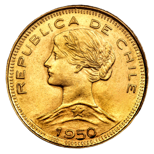 100 Pesų Laisvė (1932-1980) Čilės Respublika auksinė moneta (1)