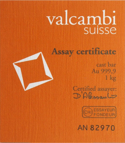 1 kg investīciju zelta Valcambi liets stienis (4)