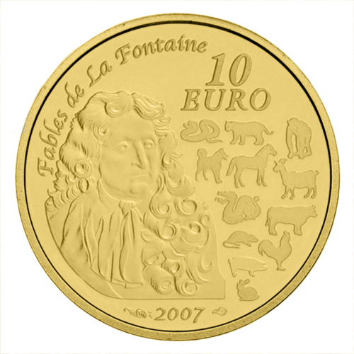 10 eurų Kiaulės metai 2007 Prancūzija auksinė moneta (2)