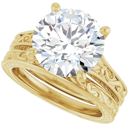 Sužadėtuvių Žiedas „Solitaire Scroll“ 14k yellow gold Round 11mm (10)