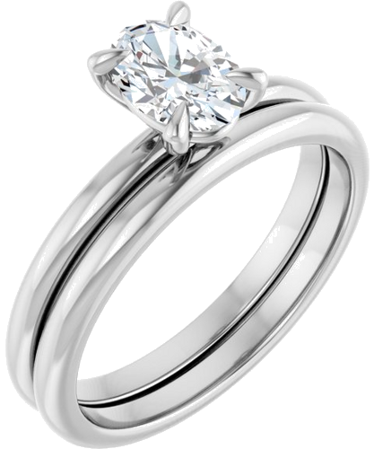 14K White  7x5 mm Oval Solitaire Engagement Ring Mounting (6)