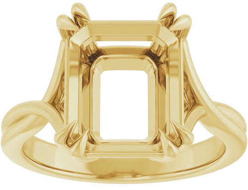 Sužadėtuvių Žiedas „Double Claw-Prong Solitaire Criss-Cross“ 14k yellow gold Emerald 11mm x 9mm (3)