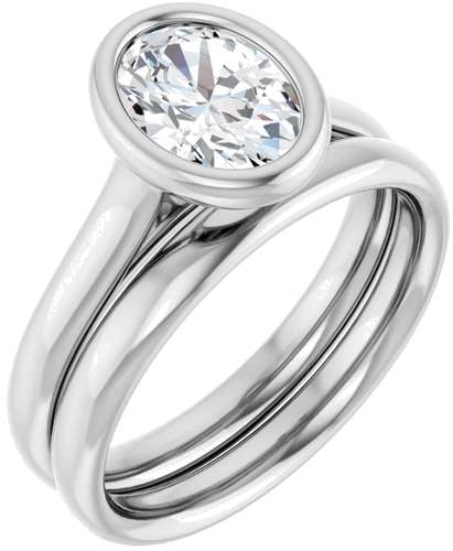 14K White  8x6 mm Oval Solitaire Engagement Ring Mounting (6)