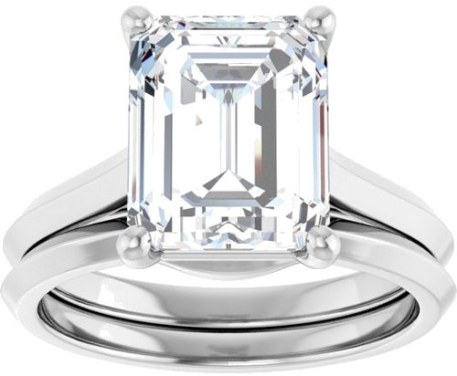 Sužadėtuvių Žiedas „Claw-Prong“ 14k white gold Emerald 10mm x 8mm (8)