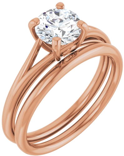 Sužadėtuvių Žiedas „Solitaire“ 14k rose gold Round 6.5mm (6)